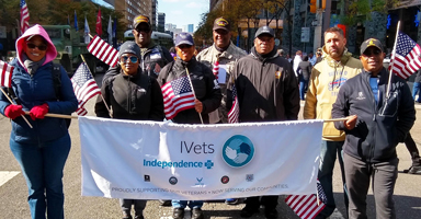 Ivets Associates Holding Flags And An IBX Banner