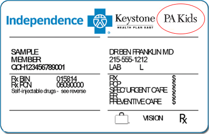PA Kids IBX Keystone Insurance card