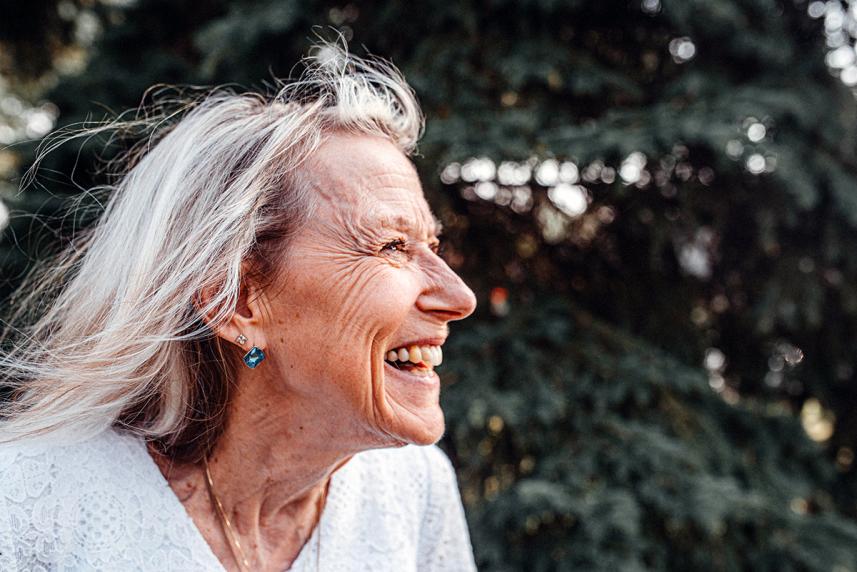 Woman smiling.
