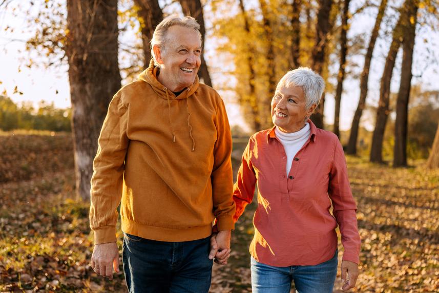Couple walking outside