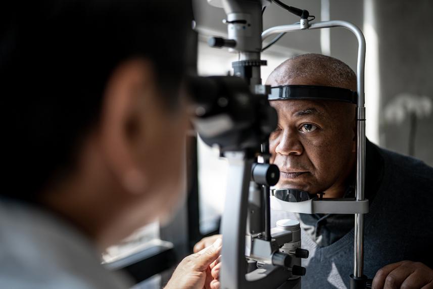 Man having an eye exam.