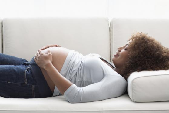 Pregnant woman lying down