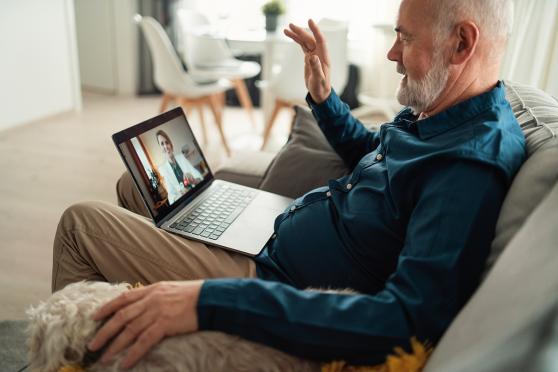 Senior man having a telehealth appointment