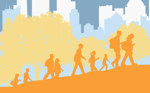 Fearless Fit Walk At Lunch Graphic Of People Walking Together Up A Hill